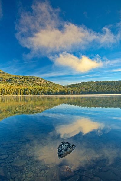 Canada-Alberta-Jasper National Park Reflections in Pyramid Lake